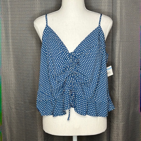 Elodie Tops - ELODIE XL BLUE AND WHITE POLKA DOTS TANK TOP NWT